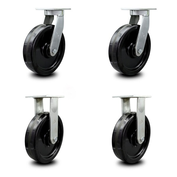 12 Inch Extra Heavy Duty Phenolic Wheel Caster Swivel 2 Rigid SCC, 4PK